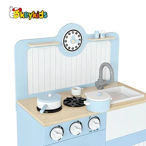 Factory OEM Simulate Cooking Game Blue Wooden Toys Kitchen for Children W10C745